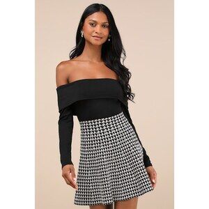 Lulus Classic Composure Black Off-the-shoulder Long Sleeve Top - Size S